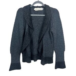 SCHUMACHER WOOL CARDIGAN SWEATER RUFFLE OPEN FRONT KNIT